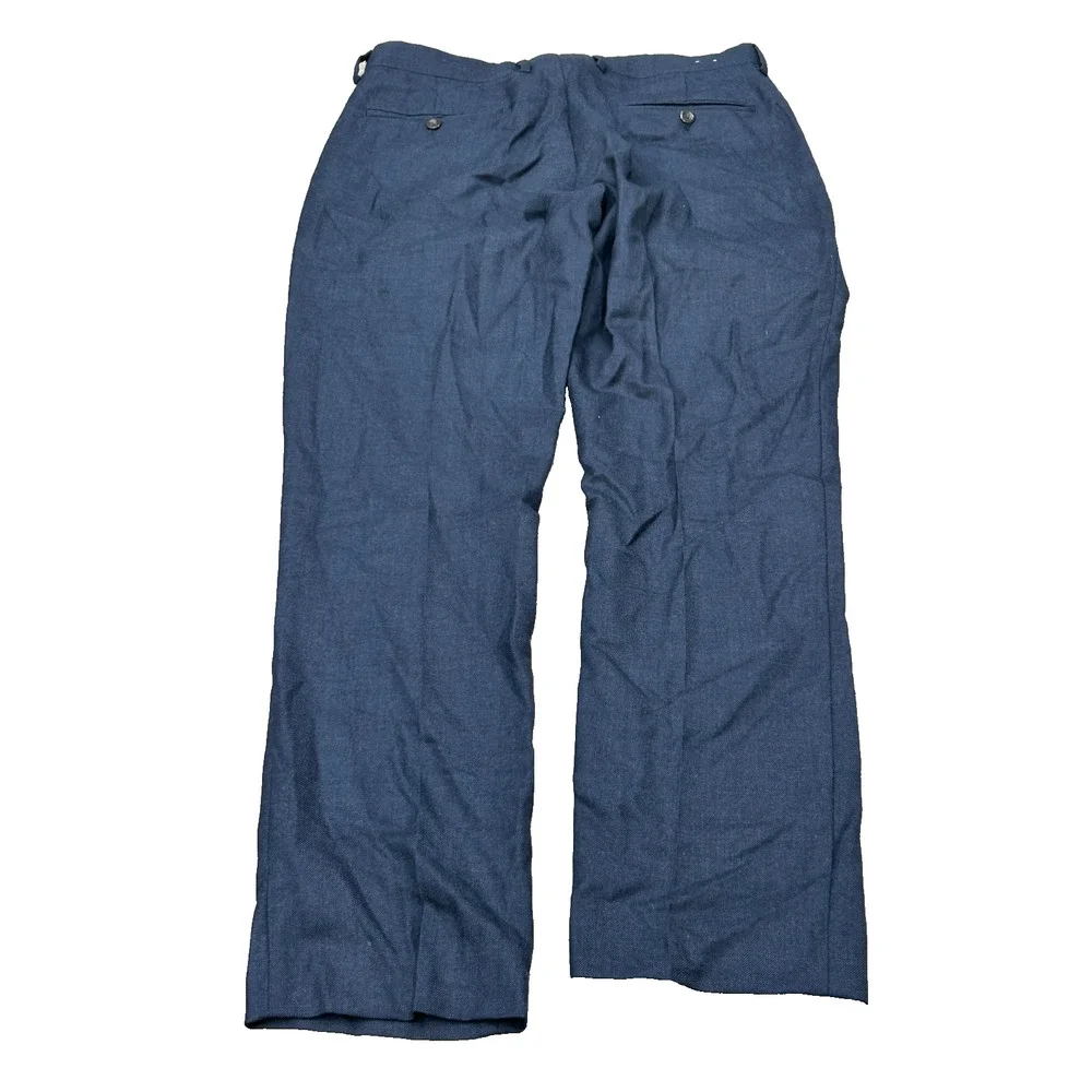 J.Crew Mens Navy Blue Wool Straight Leg Flat Front Bowery Dress Pants Size 32x30